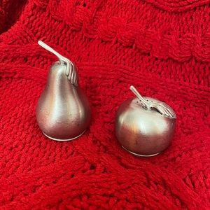 Vintage web pewter apple and pear salt and pepper shakers